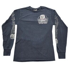 Vintage Grunge Biker Long Sleeve Tee Mens S Black Laughlin 2009‎
